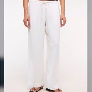Abercrombie & Fitch White Linen Blend Pull-On Pant